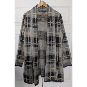Democracy Thick Open Front Plaid Cozy Soft Cardigan